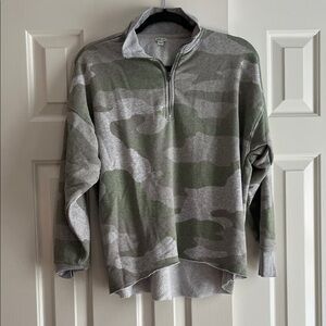 Aerie XS Camouflage Quarter-Zip Sweater